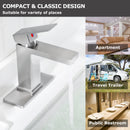 EZANDA Brass Single Handle Bathroom Sink Faucet Lavatory Vanity Pop Up Drain Stopper Water Supply Lines Brushed Nickel (14166)