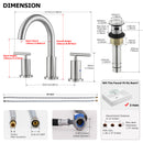 Parlos Two Handle 8 inch Widespread Three Hole Bathroom Sink Faucet Supply Hoses Basin Faucet Mixer Tap Brushed Nickel(1433102)