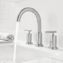 Parlos Two Handle 8 inch Widespread Three Hole Bathroom Sink Faucet Supply Hoses Basin Faucet Mixer Tap Brushed Nickel(1433102)