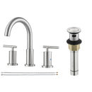 Parlos Two Handle 8 inch Widespread Three Hole Bathroom Sink Faucet Supply Hoses Basin Faucet Mixer Tap Brushed Nickel(1433102)