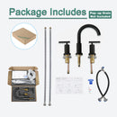 PARLOS 2-Handle Widespread 8 inch Bathroom Sink Faucet 3 Hole Vanity Faucet with cUPC Faucet Supply Lines, Matte Black, 1433104D