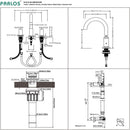 Parlos Two Handles 8 inch Widespread Three Hole Bathroom Sink Faucet Supply Hoses Basin Faucet Mixer Tap Chrome 1433101