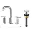 PARLOS 8 inch Widespread Bathroom Sink Faucet 2-Handle Brushed Nickel with All Metal Pop-up Drain & Faucet Supply Lines(1434102)