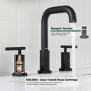 PARLOS 8 inch Widespread Bathroom Sink Faucet 2-Handle Matte Black with All Metal Pop-up Drain & Faucet Supply Lines (1434104)