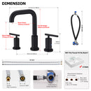 PARLOS Widespread 8 inch Bathroom Sink Faucet 3 Hole Vanity Faucet with cUPC Faucet Supply Lines, Matte Black,1434104D