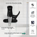 PARLOS Waterfall Bathroom Faucet with Swivel Spout, Single Handle Vanity Sink Faucet, Single Hole Basin Mixer Tap with Water Supply Lines, Matte Black, 1437904PD