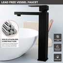EZANDA Single Handle Vessel Sink Faucet Tall Bathroom Bowl Basin Mixer Tap One Hole With Water Supply Line, Matte Black