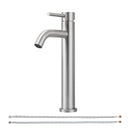 EZANDA Tall Bathroom Faucet Single Handle Vessel Sink Faucet One Hole Bowl Basin Mixer With Water Supply Lines, Brushed Nickel