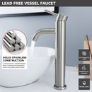 EZANDA Tall Bathroom Faucet Single Handle Vessel Sink Faucet One Hole Bowl Basin Mixer With Water Supply Lines, Brushed Nickel