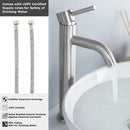 EZANDA Tall Bathroom Faucet Single Handle Vessel Sink Faucet One Hole Bowl Basin Mixer With Water Supply Lines, Brushed Nickel