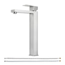 EZANDA Single Handle Vessel Sink Faucet Tall Bathroom Bowl Basin Mixer Tap One Hole With Water Supply Line, Brushed Nickel