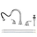 PARLOS Bathroom Sink Faucet with Pull Out Sprayer, Widespread Pull Down Bathroom Faucet with 360 Swivel Spout, 3 Hole Vanity Sink Mixer, Chrome, 1.2 GPM, 1439001P