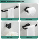 PARLOS Brass Bathroom Accessory Hareware Set 4 Pack Included Towel Bar, Hand Towel Holder, Toilet Paper Holder, Robe Hook , Matte Black, Doris (2102504)