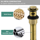 PARLOS Pop up Sink Drain Stopper Anti-Clogging with With Overflow for Bathroom Sink Vessel, Brushed Gold, 2104708
