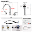 PARLOS Bathroom Sink Faucet with Pull Out Sprayer, Widespread Pull Down Bathroom Faucet with 360 Swivel Spout, 3 Hole Vanity Sink Mixer, Chrome, 1.2 GPM, 1439001P