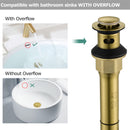 PARLOS Pop up Sink Drain Stopper Anti-Clogging with With Overflow for Bathroom Sink Vessel, Brushed Gold, 2104708