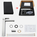 EZANDA Single Handle Vessel Sink Faucet Tall Bathroom Bowl Basin Mixer Tap One Hole With Water Supply Line, Brushed Nickel