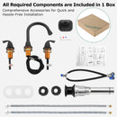 PARLOS Bathroom Sink Faucet with Pull Out Sprayer, Widespread Pull Down Bathroom Faucet with 360 Swivel Spout, 3 Hole Vanity Sink Mixer, Matte Black, 1.2 GPM, 1439004P