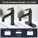 Newater Brass Single Handle Bathroom Sink Faucet with Pop Up Drain, Deck Plate and Cupc Faucet Supply Lines, Oil Rubbed Bronze, 7001021