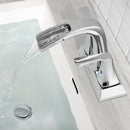 PARLOS 2 Handles Centerset Bathroom Sink Faucet Brass Waterfall Spout with All Metal Pop-up Drain and Faucet Supply Lines, Chrome, 1.2GPM, Doris 1406801P