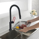 NEWATER Single Handle Pull Down Kitchen Faucet with Deck Plate & Supply Lines, Matte Black, 9002011