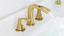 PARLOS Waterfall Widespread Bathroom Sink Faucet 2 Handles with Metal Pop Up Drain & cUPC Faucet Supply Lines, Brushed Gold, 1.2 GPM (1407008P)