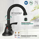 PARLOS Two-Handle Bathroom Sink Faucet with Metal Drain Assembly and Supply Hose Lead-Free cUPC Mixer Double Handle Tap Laundry Utility Faucet, Matte Black, 1.2 GPM (1359104P)