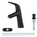 PARLOS Single Handle Bathroom Sink Faucet, Single Hole Bathroom Faucet with Pop Up Drain, Deck Plate and Cupc Water Supply Lines, Matte Black, 1339704