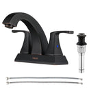 PARLOS 2 Handles Centertset Bathroom Faucet with All Metal Pop-up Drain & Faucet Supply Lines, Oil Rubbed Bronze, 1.2GPM, Doris 14133P