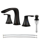PARLOS Waterfall Widespread Bathroom Sink Faucet 2 Handles with Metal Pop Up Drain & cUPC Faucet Supply Lines, Oil Rubbed Bronze, 1.2 GPM(14071P)