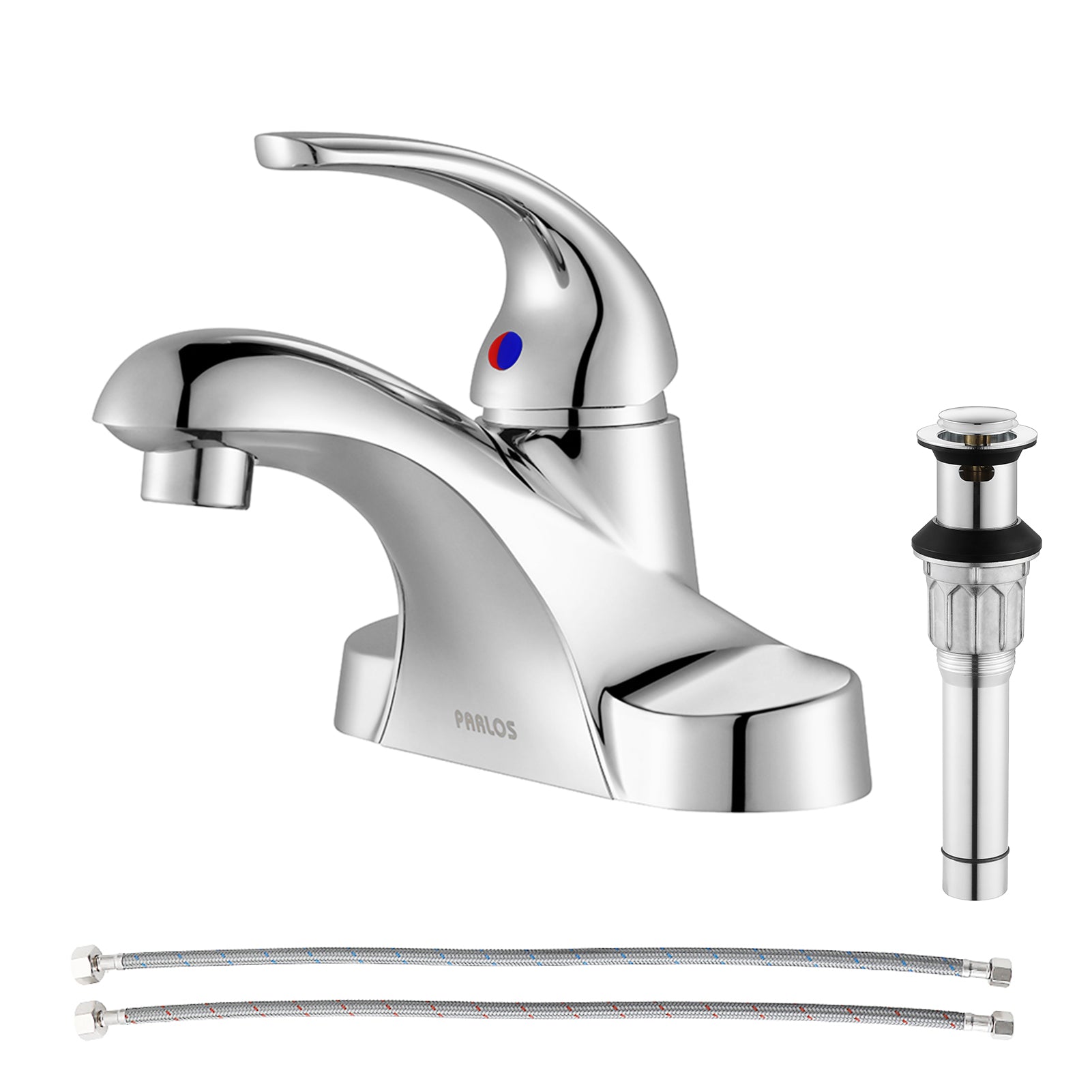 PARLOS Single Handle 4-in Centerset Bathroom Sink Faucet with All Meta