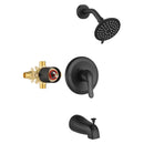 PARLOS Shower System, Matte Black Shower Faucet Set with Tub Spout(Valve Included), 5-Setting Mode Shower Head and Tub Spout with Diverter, Wall Mounted Shower Bathtub Combo, 1436504
