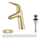 PARLOS Single Handle Bathroom Sink Faucet, Single Hole Bathroom Faucet with Pop Up Drain, Deck Plate and Cupc Water Supply Lines, Brushed Gold, 1339708