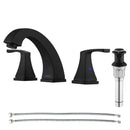 PARLOS Widespread Double Handles Bathroom Faucet with Pop Up Drain and cUPC Faucet Supply Lines, Matte Black, 1.2 GPM (14258P)