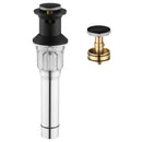 PARLOS Bathroom Sink Drain with Overflow, Metal Pop Up Drain for Vessel Sink, Matte Balck, 2108504