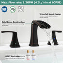 PARLOS Waterfall Widespread Bathroom Sink Faucet 2 Handles with Metal Pop Up Drain & cUPC Faucet Supply Lines, Oil Rubbed Bronze, 1.2 GPM(14071P)