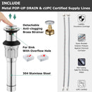 PARLOS Two-Handle Bathroom Sink Faucet with Metal Drain Assembly and Supply Hose, Lead-Free cUPC,Brushed Nickel,1.2 GPM (13622P)