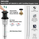 PARLOS Widespread 2 Handles Bathroom Faucet with Metal Pop Up Sink Drain and cUPC Faucet Supply Lines, Matte Black, 1.2 GPM(14135P)