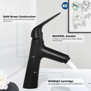 PARLOS Single Handle Bathroom Sink Faucet, Single Hole Bathroom Faucet with Pop Up Drain, Deck Plate and Cupc Water Supply Lines, Matte Black, 1339704