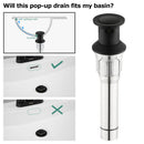 PARLOS Bathroom Sink Drain with Overflow, Metal Pop Up Drain for Vessel Sink, Matte Balck, 2108504