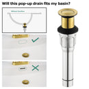 PARLOS Bathroom Sink Drain without Overflow, Metal Pop Up Drain for Vessel Sink, Brushed Gold, 2108608