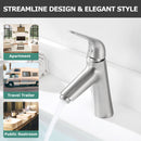 PARLOS Brass Single Handle Bathroom Faucet with Metal Pop Up Drain, Deck Plate and Cupc Water Supply Lines, Brushed Nickel, 1339702