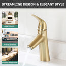 PARLOS Single Handle Bathroom Sink Faucet, Single Hole Bathroom Faucet with Pop Up Drain, Deck Plate and Cupc Water Supply Lines, Brushed Gold, 1339708