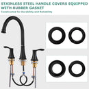 PARLOS Faucet Handle Base Cover with Rubber Gasket,Replacement for Demeter Collection Widespread Faucet, Matte Black, Part 2109504