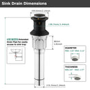 PARLOS Bathroom Sink Drain with Overflow, Metal Pop Up Drain for Vessel Sink, Oil Rubbed Bronze, 2108503