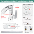 PARLOS Waterfall Bathroom Faucet with Swivel Spout, Single Handle Vanity Sink Faucet, Single Hole Basin Mixer Tap with Water Supply Lines, Chrome, 1437901PD