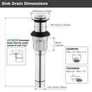 PARLOS Bathroom Sink Drain without Overflow, Metal Pop Up Drain for Vessel Sink, Chrome, 2108601
