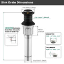 PARLOS Bathroom Sink Drain without Overflow, Metal Pop Up Drain for Vessel Sink, Matte Balck, 2108604