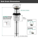 PARLOS Bathroom Sink Drain without Overflow, Metal Pop Up Drain for Vessel Sink, Brushed Nickel, 2108602