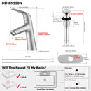 PARLOS Brass Single Handle Bathroom Faucet with Metal Pop Up Drain, Deck Plate and Cupc Water Supply Lines, Brushed Nickel, 1339702